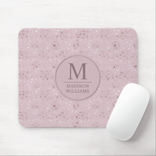Custom Soft Blush Pastel Pink Gold Glitter Pattern Mouse Mat