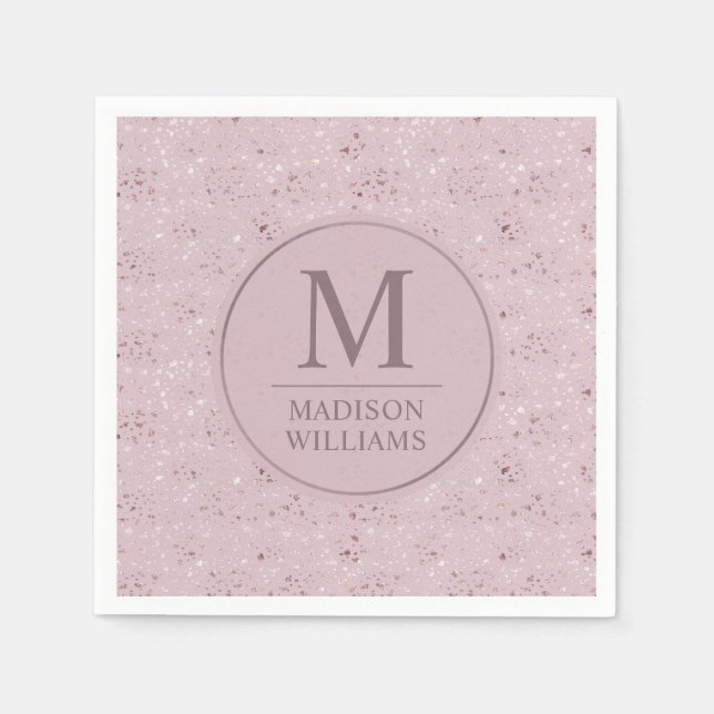 Custom Soft Blush Pastel Pink Gold Glitter Pattern Napkin (Front)