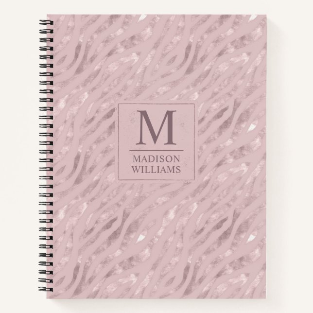 Custom Soft Blush Pastel Pink Gold Glitter Pattern Notebook (Front)