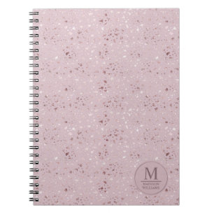 Custom Soft Blush Pastel Pink Gold Glitter Pattern Notebook