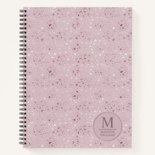 Custom Soft Blush Pastel Pink Gold Glitter Pattern Notebook