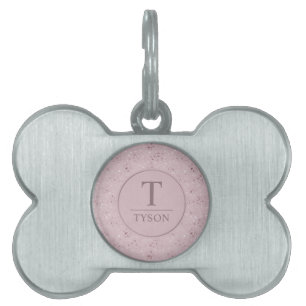 Custom Soft Blush Pastel Pink Gold Glitter Pattern Pet ID Tag
