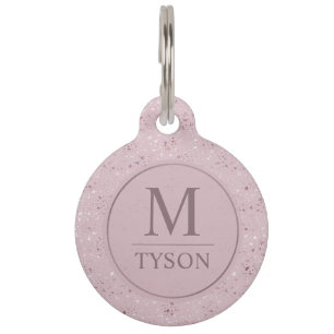 Custom Soft Blush Pastel Pink Gold Glitter Pattern Pet Tag