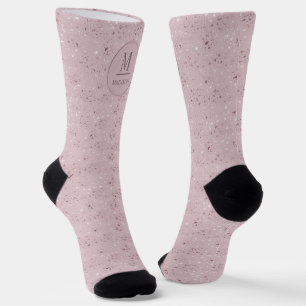 Custom Soft Blush Pastel Pink Gold Glitter Pattern Socks