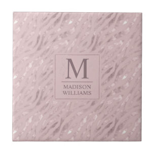 Custom Soft Blush Pastel Pink Gold Glitter Pattern Tile