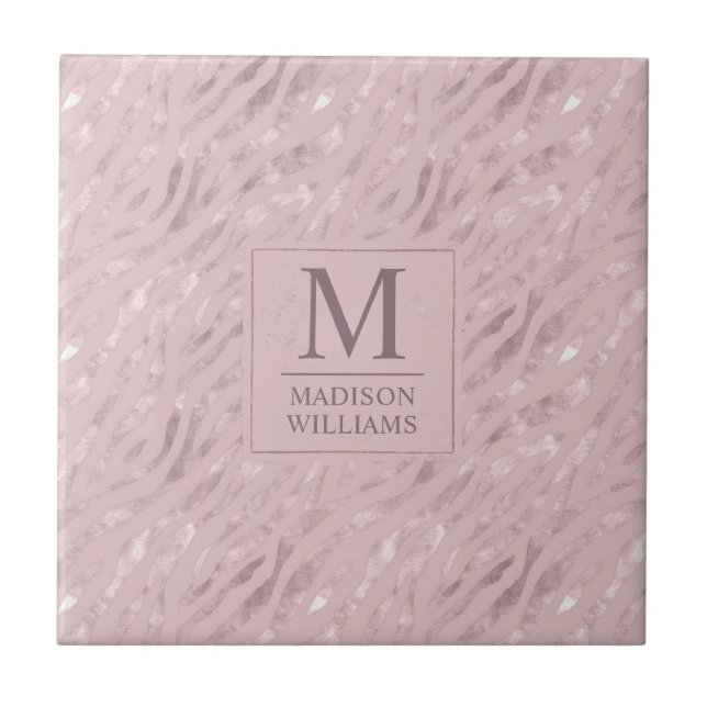 Custom Soft Blush Pastel Pink Gold Glitter Pattern Tile (Front)