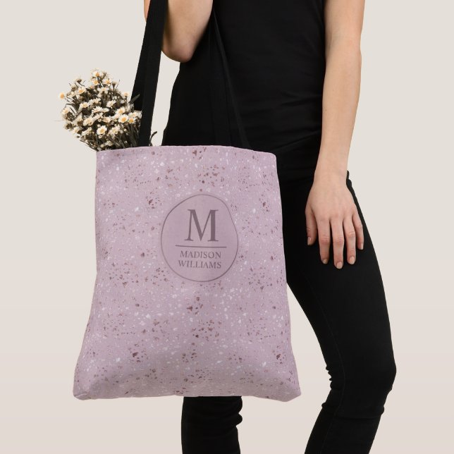 Custom Soft Blush Pastel Pink Gold Glitter Pattern Tote Bag (Close Up)