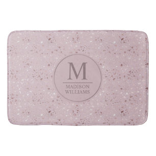 Custom Soft Blush Pink Light Gold Glitter Pattern Bath Mat