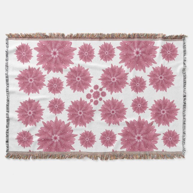 Custom Soft Dusty Pink Chrysanthemum Pattern Throw Blanket (Front)
