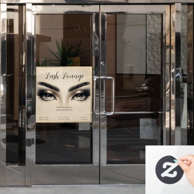Custom Soft Neutral Beige Gold Luxury Lash Window Cling (Office Door)