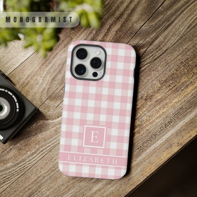 Custom Soft Pastel Pink White Chequered Pattern iPhone Case (Custom Soft Pastel Pink White Checkered Pattern iPhone Case)