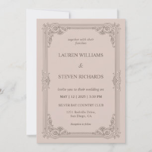 Custom Soft Purple Pink Vintage Frame Wedding Invitation