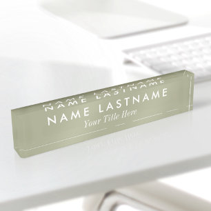 Custom Soft Sage Green Minimal Simple Modern Title Nameplate