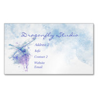 Custom Soft Watercolor Blue Dragonfly Business Ca