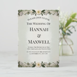 Custom Soft White Floral Invitation Template