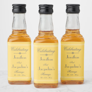 Custom Soft Yellow Wedding Mini Liquor Bottle Label