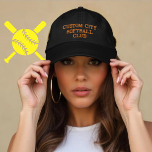 Custom Softball Club Team Player Gift with City Embroidered Hat