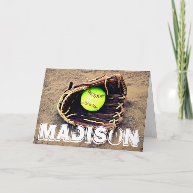 Custom Softball Glove Greeting Card (Front)