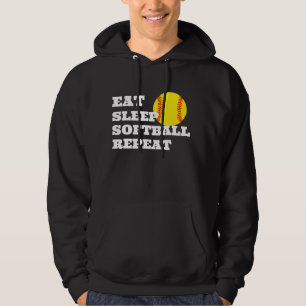 Custom Softball Hoodie - Funny Eat Sleep Repeat