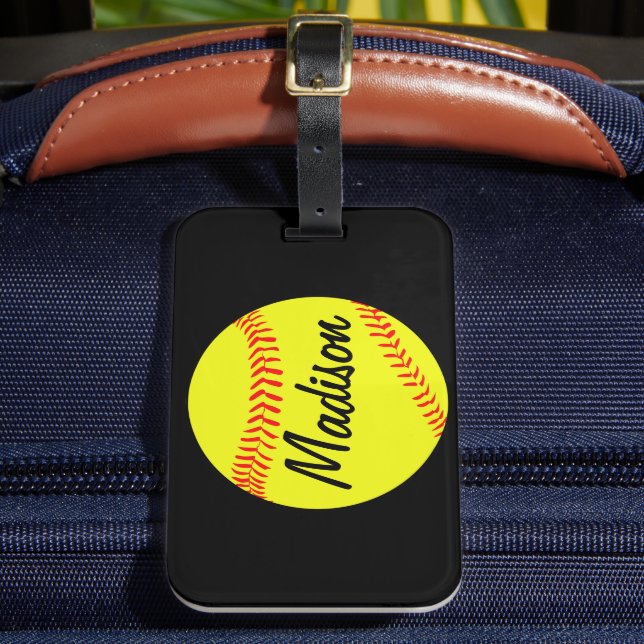 Custom Softball Luggage Tag (Front Insitu 2)