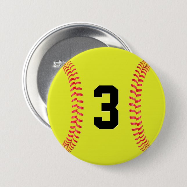 Custom Softball Player Jersey Number or Letters 7.5 Cm Round Badge (Front & Back)
