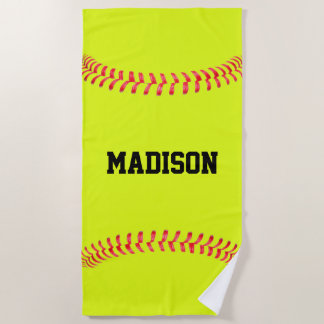 Custom Softball Player Name, Team Name or Text Beach Towel