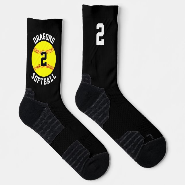 Custom Softball Team Name and Player Jersey Number Socks (Right)