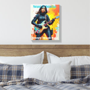 Custom Soldier Girl Guitarist Art Inspirational Canvas Print