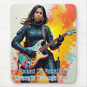 Custom Soldier Girl Guitarist Art Inspirational Mouse Mat