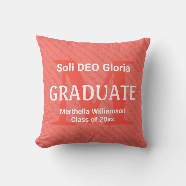 Custom SOLI DEO GLORIA Graduate Monogram Cushion (Front)