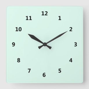 Custom Solid Light Mint Green Colour Square Wall Clock