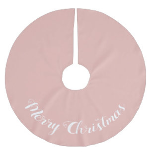 Custom Solid Millennial Pink Merry Christmas Brushed Polyester Tree Skirt