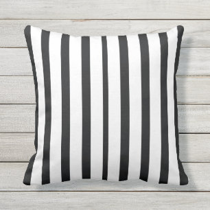 Custom solid slate black  white stripes decorative cushion