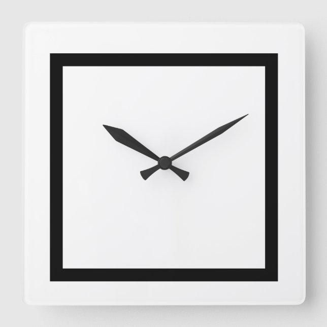 Custom solid White with black  stripe decorative Square Wall Clock (Front)