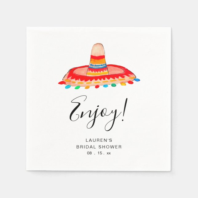 Custom Sombrero Bridal Shower Fiesta  Napkin (Front)
