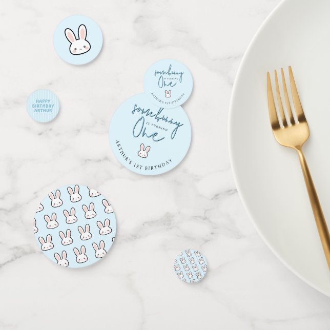 Custom Some Bunny is turning One 1st Birthday  Confetti (Group)