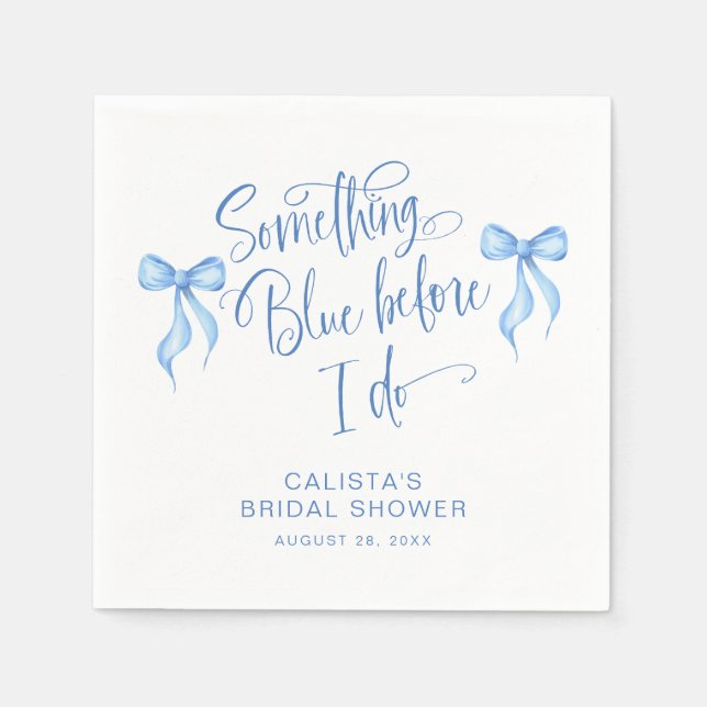 Custom Something Blue Before I Do Bridal Shower Napkin (Front)