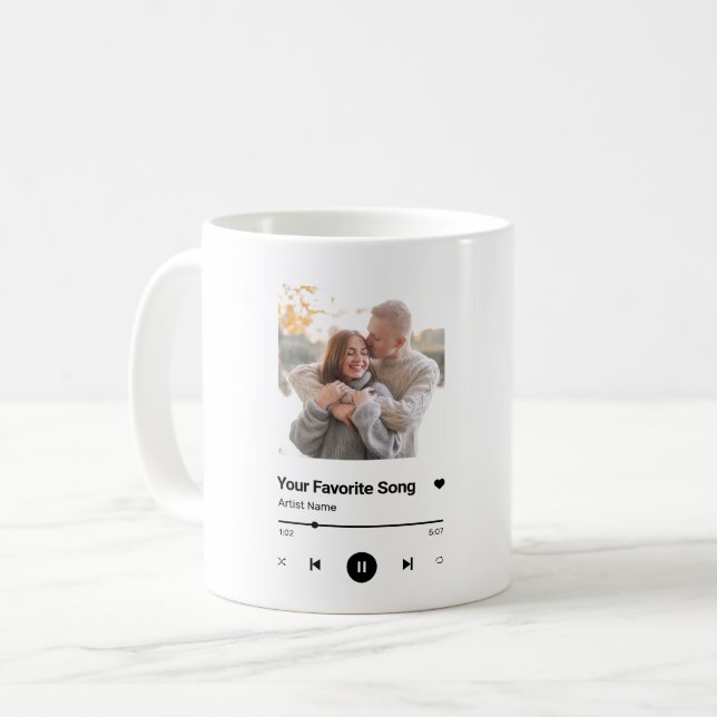 Custom Song Favourite Song One Photo  Coffee Mug (Front Left)