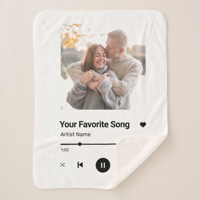 Custom Song Favourite Song One Photo  Coffee Mug L Sherpa Blanket (Front)
