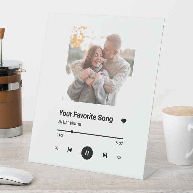 Custom Song Favourite Song One Photo  Coffee Mug Pedestal Sign (In SItu)