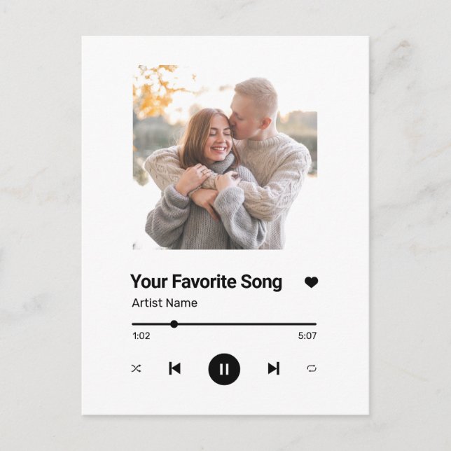 Custom Song Favourite Song One Photo Postcard (Front)