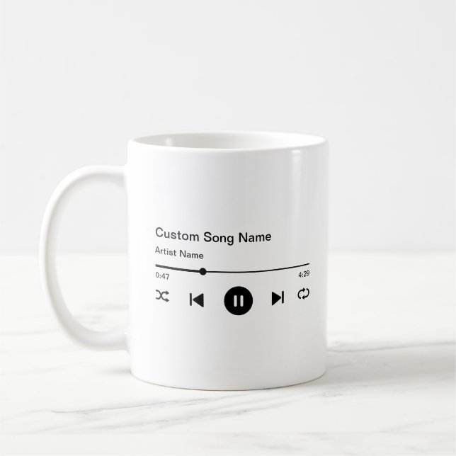 Custom Song Name Title and Artist Music Player Coffee Mug (Left)