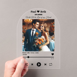 Custom Song Photo Anniversary Acrylic Invitation