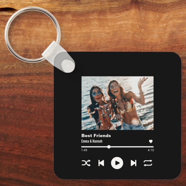 Custom Song QR Code Besties Friendship photo Key Ring (Front)