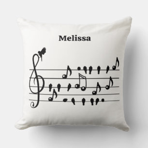 Custom Songbird Treble Clef Art Cushion