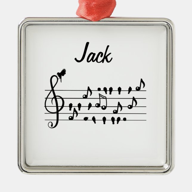 Custom Songbird Treble Clef Art Metal Tree Decoration (Front)