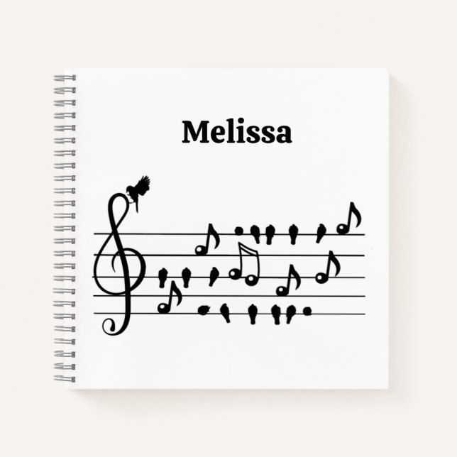 Custom Songbird Treble Clef Art Notebook (Front)