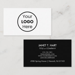 Custom Sophisticated Black And White Logo Minimal Business Card