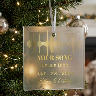 Custom Sound Wave First Dance Song 50th wedding  Glass Tree Decoration
