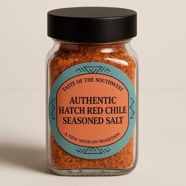 Custom Southwest Authentic Hatch Red Chile Spice Classic Round Sticker (southwestern spice jar labels, suggested use )